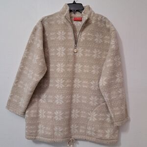 Vintage Liz Claborne Fair Isle Fleece Nordic Snowflake Pullover Sweater Large